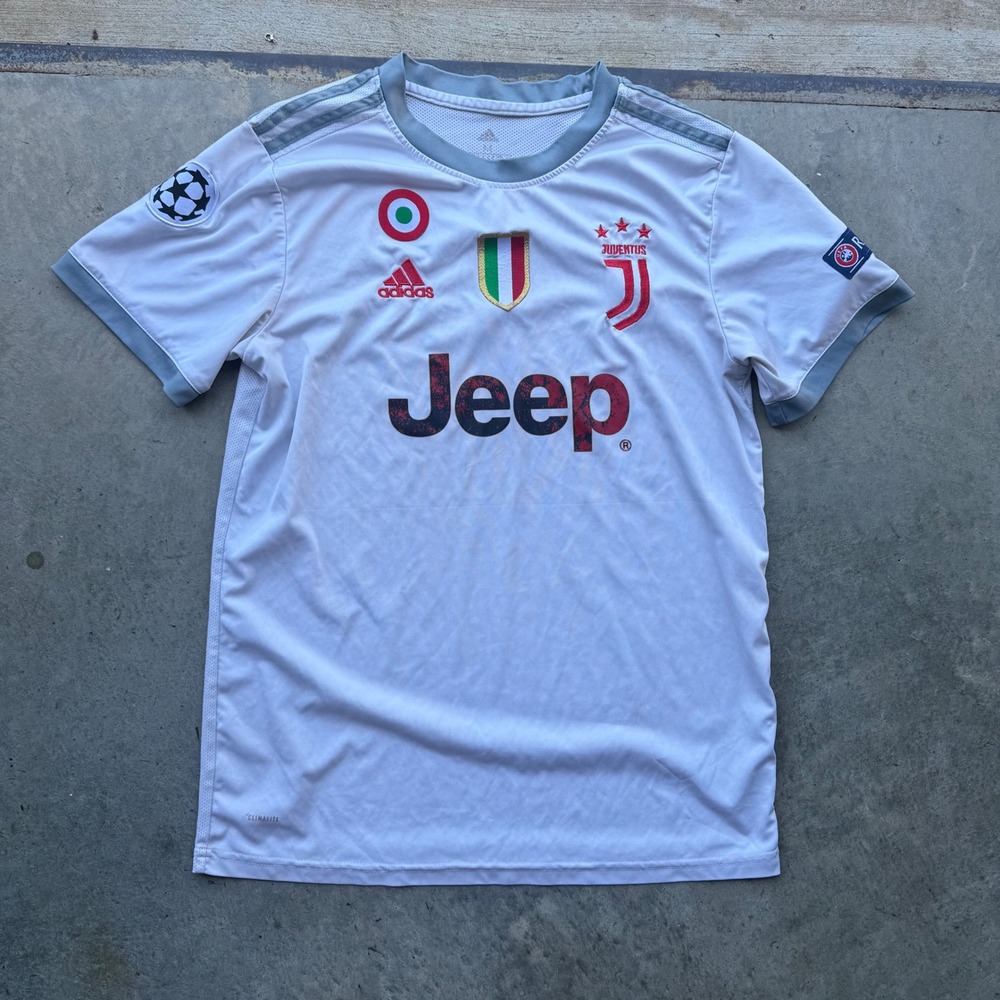Adidas Juventus 2018-19 Away Jersey White Grey Jeep Soccer Shirt Mens Medium